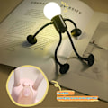 Miniatyrbillede 5 af 5: Sød tegneserie humanoid natlampe batteridrevet bærbar læsebords natlampe kompatibel med stue soveværelse Black