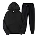 Miniatyrbillede 1 af 2: Joggingbukser Sæt Jogger Træningssæt Pullover Hættetrøje Snøre Toppe Til Løb Gåture (ASYX) Black S