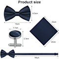 Pikkukuva 3 / 7: Miesten rusetti, klassinen yksivärinen rusetti miehille, satiinirusetti smokkiin, säädettävä juhlarusetti juhliin, häihin [qb] 3pcs-Navy blue