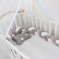 Miniatyrbillede 1 af 7: Baby roterende lige seng, sengeræksdekoration, håndlavet tre-strenget fletning Grå hvid Grå hvi Grey white 1 meter