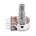 Miniatyrbilde 5 av 5: 2 stk. B20K 20K Ohm 8mm Aksel PCB-montert Lineær Dobbel Potensiometer