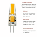 Miniatyrbilde 4 av 5: 10 stk. G4 LED-pærer 6W Lamper Varmhvit Dimbar COB Pin Base AC/DC 12V