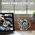 Miniatyrbild 5 av 5: Rostfri Mugg, V8/V6 Motor Design Rostfri Kopp, Roliga Tåliga Stilrena Kaffekoppar, lämplig Som Gåva till Pojkvän eller Pappa V6