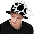 Pikkukuva 3 / 5: EN Buckets Muoti Aurinkohattu Pakattava Ulkoilu Kalastajahattu Naisille ja Miehille Mustavalkoinen Lehmänkuvio Black and White Cow Print One Size