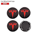 Pikkukuva 1 / 2: 4kpl 56mm Auton Pyörän Keskikupit Tesla Model S X 3 Y Roadster Cybertruck Auto Vanteet Rengas Navan Koristelu Tarvikkeet 56MM Black Red