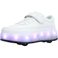 Pikkukuva 1 / 5: Poikien ja tyttöjen rullaluistelukenkiä 4 pyörällä, säädettävät nuorten kengät pyörillä, hohtavat white(purple light) 37