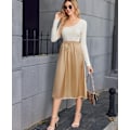 Miniatyrbillede 2 af 6: Satin Underkjole med Blonde til Kvinder, Lang Underkjole champagne Champagne Champagne Champagne XXL
