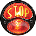 Miniatyrbillede 1 af 5: Tilbehør Ka0022 Sort 12v Duolamp Baglygte Til Ford Model A Med Amber \"stop\" Skrift På Rød Glaslinse (sort) (1 stk)