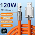 Pikkukuva 2 / 5: 120W 6A Nopea USB Type C -datakaapeli 180° kääntyvä kulmadatakaapeli matkapuhelimen laturi, yhteensopiva Xiaomi Redmi Honor USB C -datakaapelin kanssa blue Android Type C port