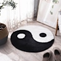 Miniatyrbillede 1 af 5: Sort og Hvid Yin og Yang Tæppe Tai Chi Buddhistisk Rundt Tæppe Stue Soveværelse Yingyang Bøn Ring Gulvtæppe Plys Blødt Tæppe 50X50CM 50X50CM A