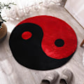 Miniatyrbillede 4 af 5: Sort og Hvid Yin og Yang Tæppe Tai Chi Buddhistisk Rundt Tæppe Stue Soveværelse Yingyang Bøn Ring Gulvtæppe Plys Blødt Tæppe 50X50CM 50X50CM A