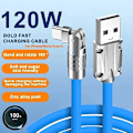Pikkukuva 3 / 5: 120W 6A Nopea USB Type C -datakaapeli 180° kääntyvä kulmadatakaapeli matkapuhelimen laturi, yhteensopiva Xiaomi Redmi Honor USB C -datakaapelin kanssa blue Android Type C port