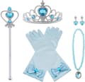Prinsesse Elsa Kostyme Tilbehørssett for Barn, Inkluderer Flette, Tiara, Hansker og Tryllestav 6pcs - blue