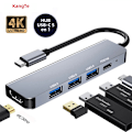 Miniatyrbild 1 av 6: 5/6/7/8/11 i 1 USB C-hubb med 4K HDMI-adapter och SD/TF-kortläsare RJ45 PD Snabbladdning för MacBook Laptop Dator 5 IN 1