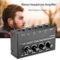 Miniatyrbilde 3 av 5: HA400 Stereo Audio Mikser Hodetelefonforsterker 4 Kanal RCA Innganger Separate Volumkontroller med Strømadapter US/EU US