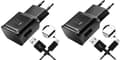 2 snabbladdare med 1,5 m kabel, kompatibla med Samsung Galaxy och Note Plus