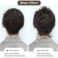Pikkukuva 3 / 4: Hiussolki, nutturakampaus, kiharat hiuslenkit hiuksilla, chignon-volyyminuttura, sotkuinen nutturapidennykset Dark brown