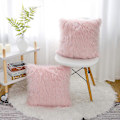Miniatyrbillede 3 af 5: Sæt med 2 lyserøde, fluffy pudebetræk, ny luksusserie, merino-stil, blush imiteret pels, dekorative pyntepudebetræk, firkantet, fuzzy pudebetræk, 45x45 cm