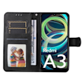 Miniatyrbillede 3 af 5: SKALO Xiaomi Redmi A3 Wallet Case i PU Læder - Flere Farver Sort