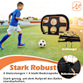 Miniatyrbillede 2 af 4: 2 i 1 Havefodboldmål til Børn - Fodboldmål med Målmur - Foldbart Fodboldmål Pop Up Fodboldtræningsmål - 121 x 80 x 80 cm Sort + Orange