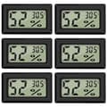 Digital Temperatur- och Luftfuktighetsmätare Termometer Mini Digital Termometer Hygrometer och Luftfuktighetsmätare Svart (6-pack - Fyrkantig)