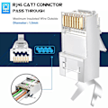 Pikkukuva 2 / 5: RJ45 Cat7 & Cat6A Läpivientiliittimet RJ45 Modulaarinen Pistoke 50UM 50kpl Uusi Gold