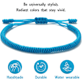 Miniatyrbillede 5 af 6: Håndlavet tibetansk lykkearmbånd til kvinder, mænd, teenagere, justerbar størrelse venskabsgave håndlavet reb flettet chakra armbånd Light Blue