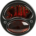 Miniatyrbillede 2 af 5: Tilbehør Ka0022 Sort 12v Duolamp Baglygte Til Ford Model A Med Amber \"stop\" Skrift På Rød Glaslinse (sort) (1 stk)
