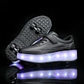 Pikkukuva 1 / 5: Poikien ja tyttöjen rullaluistelukenkiä 4 pyörällä, säädettävät nuorten kengät pyörillä, hohtavat black(purple light) 36