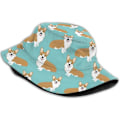 Pikkukuva 2 / 5: EN Bucket-hattu Muoti Aurinkohattu Pakattava Ulkoilu Kalastushattu Naisille ja Miehille Corgi Pennun Koira Ystävä 6 Corgi Puppy Dog Lover 6 One Size
