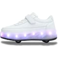 Pikkukuva 3 / 5: Poikien ja tyttöjen rullaluistelukenkiä 4 pyörällä, säädettävät nuorten kengät pyörillä, hohtavat white(purple light) 37