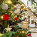Miniatyrbild 4 av 5: 70 st julgranskulor med julstrumpor, stjärnor, snöflingor för julgranen - Oslåbara julgransdekorationer, röd & guld