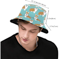 Pikkukuva 3 / 5: EN Bucket-hattu Muoti Aurinkohattu Pakattava Ulkoilu Kalastushattu Naisille ja Miehille Corgi Pennun Koira Ystävä 6 Corgi Puppy Dog Lover 6 One Size