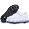 Pikkukuva 2 / 5: Poikien ja tyttöjen rullaluistelukenkiä 4 pyörällä, säädettävät nuorten kengät pyörillä, hohtavat white(purple light) 37