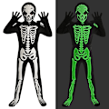 Pikkukuva 5 / 5: Halloween-Luurankoasu Lapsille Pojat Tytöt Glitter Halloween-Asut Karnevaali Asut Tytöt (Makeispussit Ei Sisälly) S(110-120)