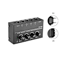 Miniatyrbild 2 av 5: HA400 Stereo Ljudmixer Hörlursförstärkare 4 Kanaler RCA Ingångar Separata Volymkontroller med Strömadapter US/EU US