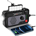 Miniatyrbild 1 av 8: Solcellsdriven Nödradio med Handvev – AM/FM/BT Portabel Radio med 5000mAh Powerbank, SOS-Alarm & Ficklampa för Inom- och Utomhusbruk