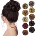 1 stk. Slouchy Scrunchie Bun Hårforlengelse Krøllete Bølgete Slouchy Syntetisk Chignon for Kvinner Oppsatt Hårpynt CJY 6#-Dark Brown