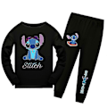 Miniatyrbild 1 av 2: Lilo & Stitch Tryck Barn Pojkar Flickor Pyjamas Set Långärmad T-shirt Tröja Byxor Outfit Loungewear Nattkläder -NMAOV Black 13-14 Years