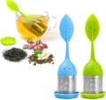 Miniatyrbillede 1 af 5: Silikone te-infuser - 2-pak finmasket løsbladste-filter - Grøn Blå