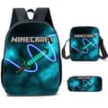 3-delat set Minecraft-tryckt ryggsäck skolväska resväskor för barn pojkar flickor presenter A