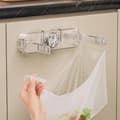 Miniatyrbilde 5 av 7: Kjøkken søppelposeholder, sugekopp type plastposeholder, handleposeholder (transparent hvit)
