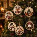 6 stk. julepynt DIY perle-diamant-kunst-sæt til voksne, hængende hobby-dekorationssæt med snor til julevinduespynt A
