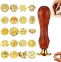 Miniatyrbilde 1 av 8: Vintage Voksseglstempelsett - 20 Unike Design - Trehåndtak