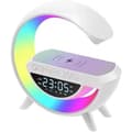 Bluetooth väckarklocka – 5W trådlös laddning RGB FM – För sovrum – Vit 24.5 x 21.5 x 8 cm