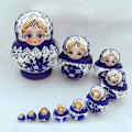 Miniatyrbild 1 av 5: 10 st/ set ryska häckande dockor Trä handmålad present Babushka Matryoshka leksak
