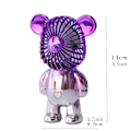Miniatyrbild 5 av 8: Söt färgglad björn som håller bladlösa fläktar, utanför liten tyst blåsare, USB laddning Purple One Size