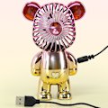 Miniatyrbild 8 av 8: Söt färgglad björn som håller bladlösa fläktar, utanför liten tyst blåsare, USB laddning Blue One Size