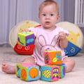 Miniatyrbild 1 av 4: Skallring Mjuk tyg Byggkloss Toddler Crawl Kognitiv leksak 6 st