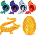 Miniatyrbild 4 av 10: 3D-printad Artikulerad Drakägg Kristall Drake med Drakägg Rolig Dekor Multicolor